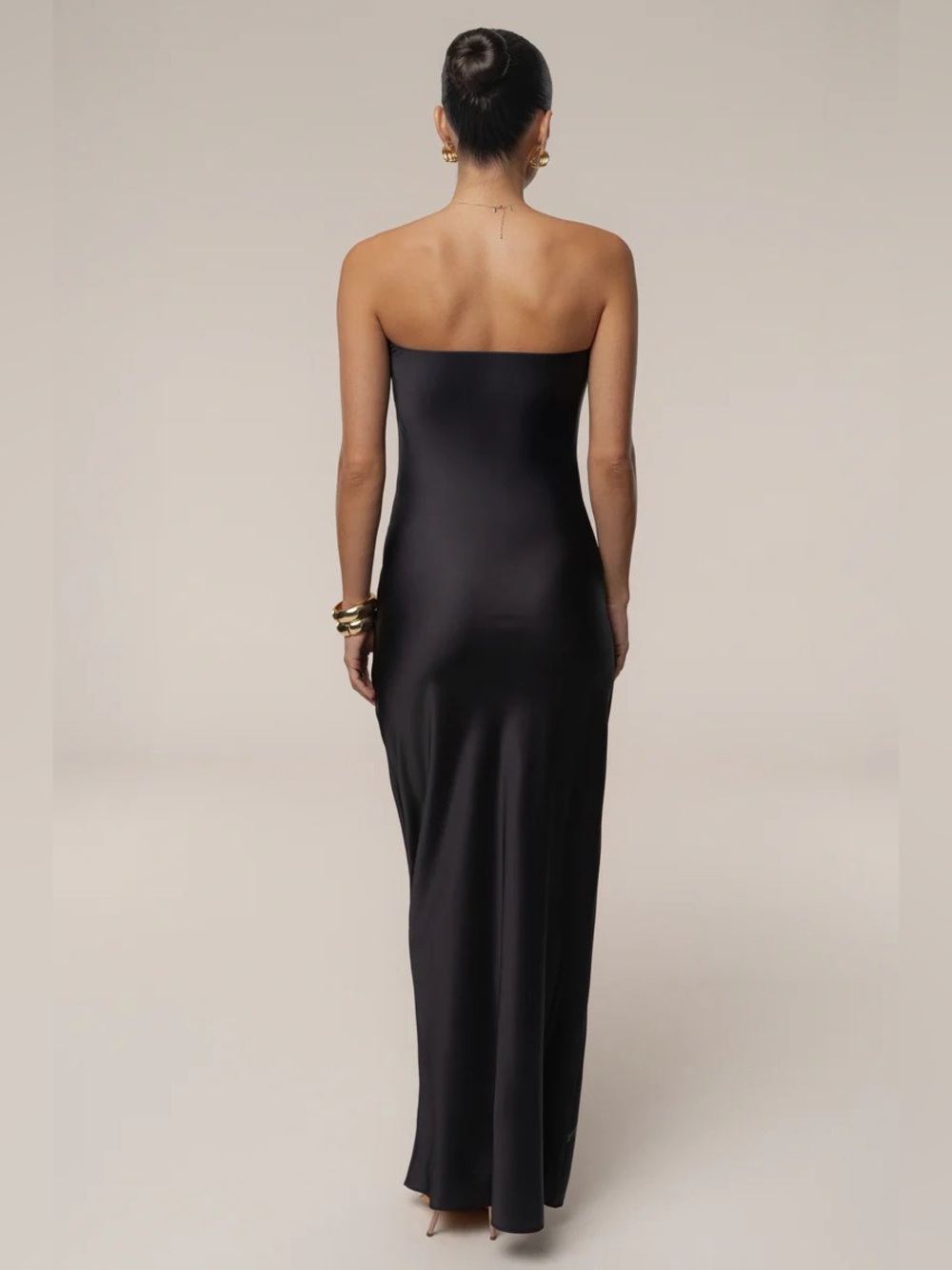 JLUXLABEL Black Strapless Maxi Dress with Pink Floral Print - Picture 5 of 5